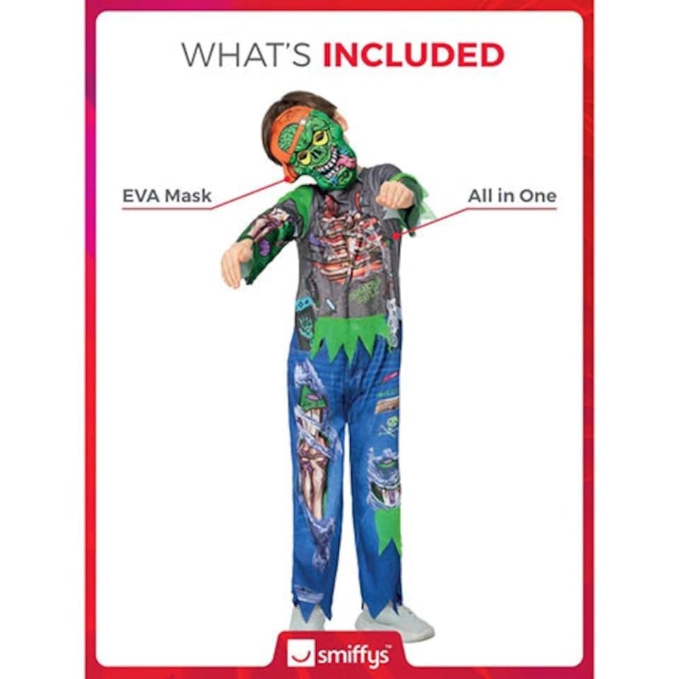image 1 of Zombie Gamer Boys Fancy Dress Costume Kids Medium - Age 7-9