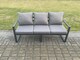 image 3 of Fimous Aluminium 4 Pieces Outdoor Garden Furniture Lounge Sofa Set with Oblong Coffee Table Big Footstool Dark Grey