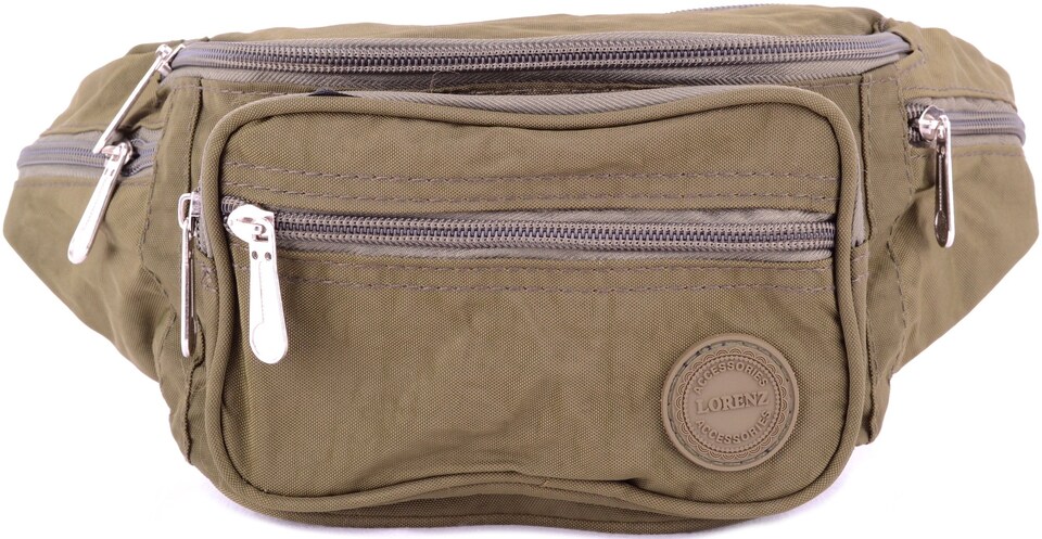 image 1 of Lorenz Crinkled Nylon Bum Bag / Waist Bag / Money Holder | Green | Green