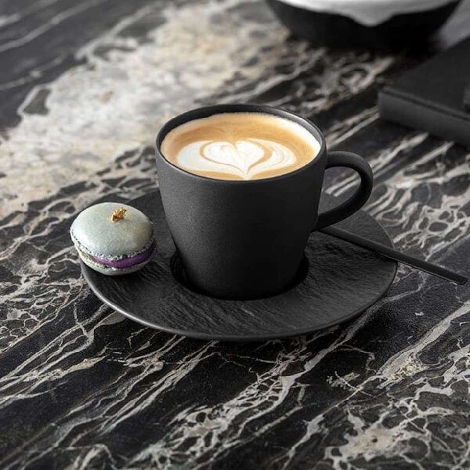 image 1 of Villeroy & Boch Manufacture Rock Noire Coffee Cup & Saucer