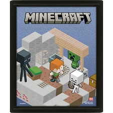 Minecraft Terrain 3D Framed Picture - Multicoloured - 25cm x 20cm 25cm x 20cm