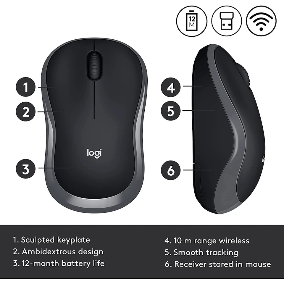 image 1 of Logitech M185 Wireless Mouse Gray