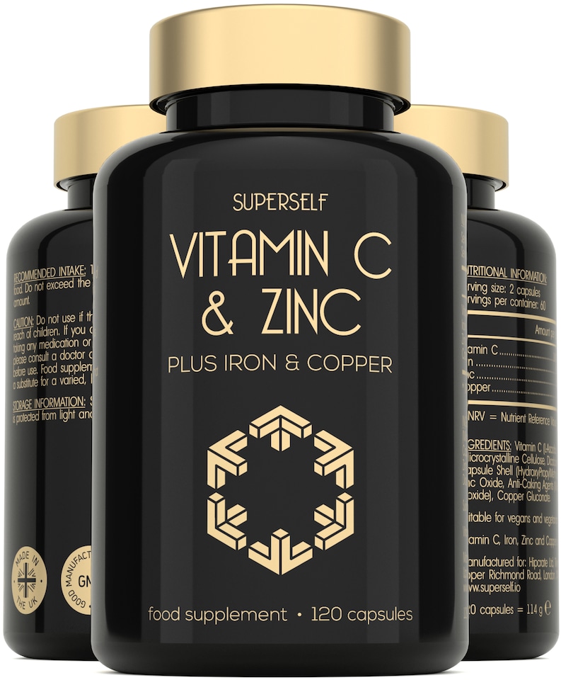 image 1 of SuperSelf Vitamin C 1000mg with Zinc, Iron, Copper 120 Capsules