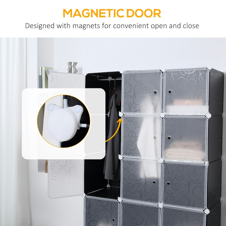 image 1 of HOMCOM Cube DIY Wardrobe Portable Interlocking Plastic Modular Closet Cabinet