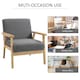 image 7 of HOMCOM Accent Chair with Wood Frame Wide Seat Linen Armchair Grey