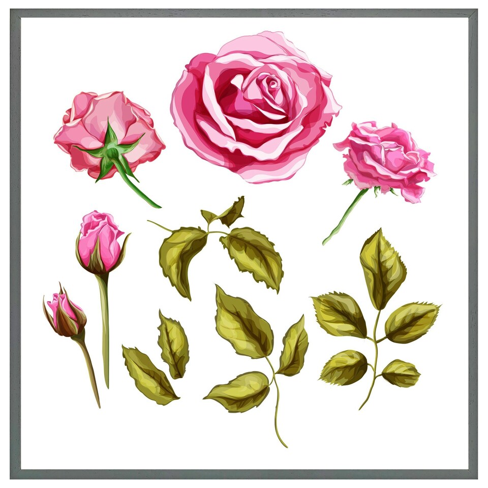 image 1 of Roses & leaves (Picutre Frame) Brown | Oak | M