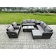 image 1 of Fimous 11 Seater Wicker PE Rattan Sofa Set Outdoor Patio Garden Furniture with 2 Reclining Chairs Coffee Table Side Table 3 Footstools Dark Grey Mixed