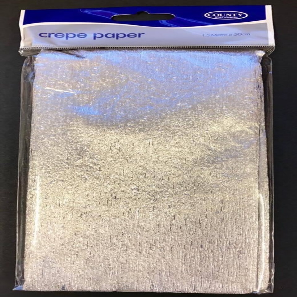 image 1 of Country Silver Crepe Paper - All Occasion . All purpose Gift 1.5m x 50cms