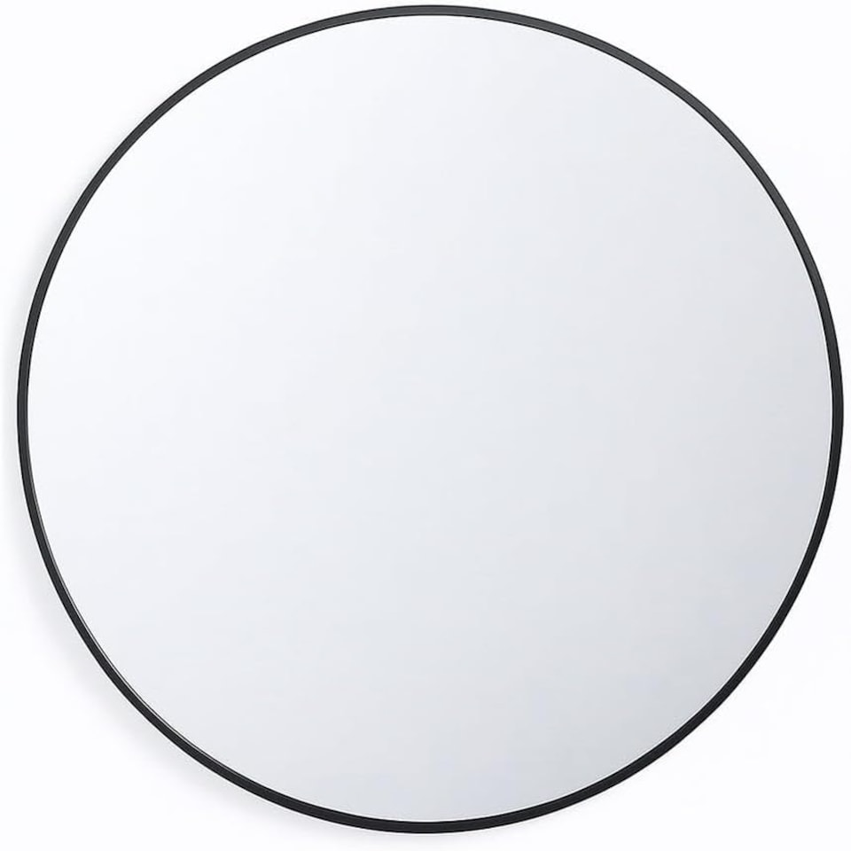 image 1 of Black or Gold Round Metal Frame Wall Mirror | Black