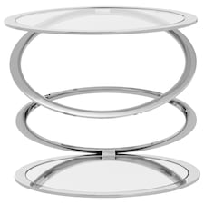 Interiors by Premier Clear Glass End Table With Warm Metallic Frame, Luxe Interlocking Gold Ring Base, Modern Glass Top Silver