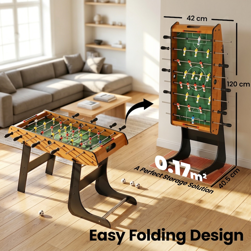 image 1 of HOMCOM Folding Football Gaming Table Mini Foosball Soccer Table, Family Fun
