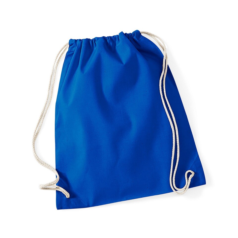 image 1 of Westford Mill Cotton Drawstring Bag | Blue | Bright Royal Blue | One Size | 1