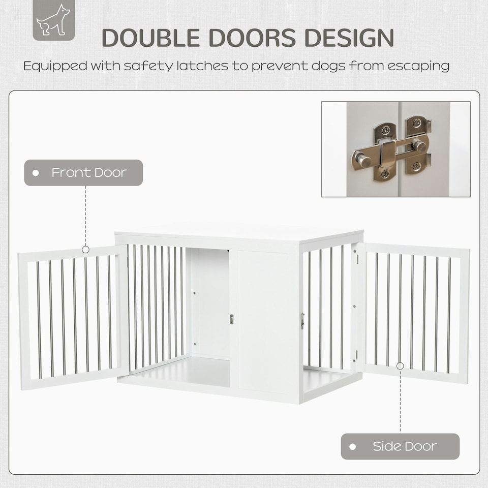 image 1 of PawHut Furniture-Style Dog Crate End Table w/ 2 Doors, for Medium & Large Dogs