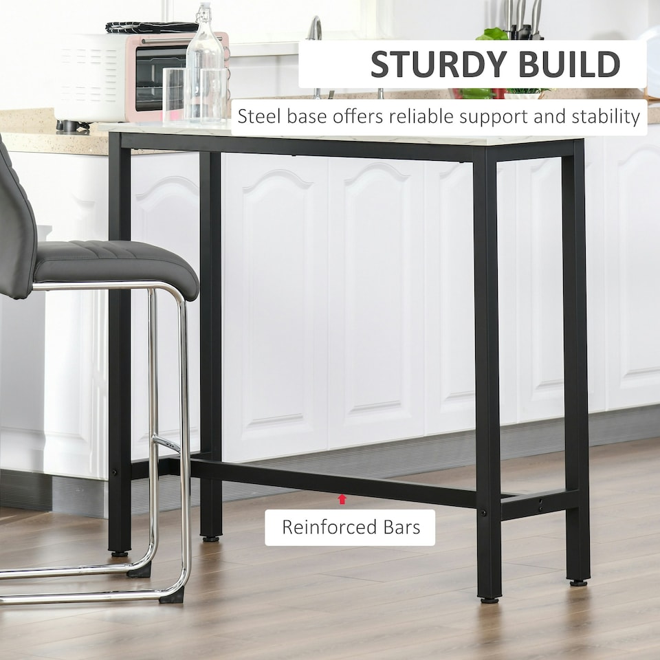 image 1 of HOMCOM Bar Table Coffee Table with Adjustable Footpads for Breakfast Dining