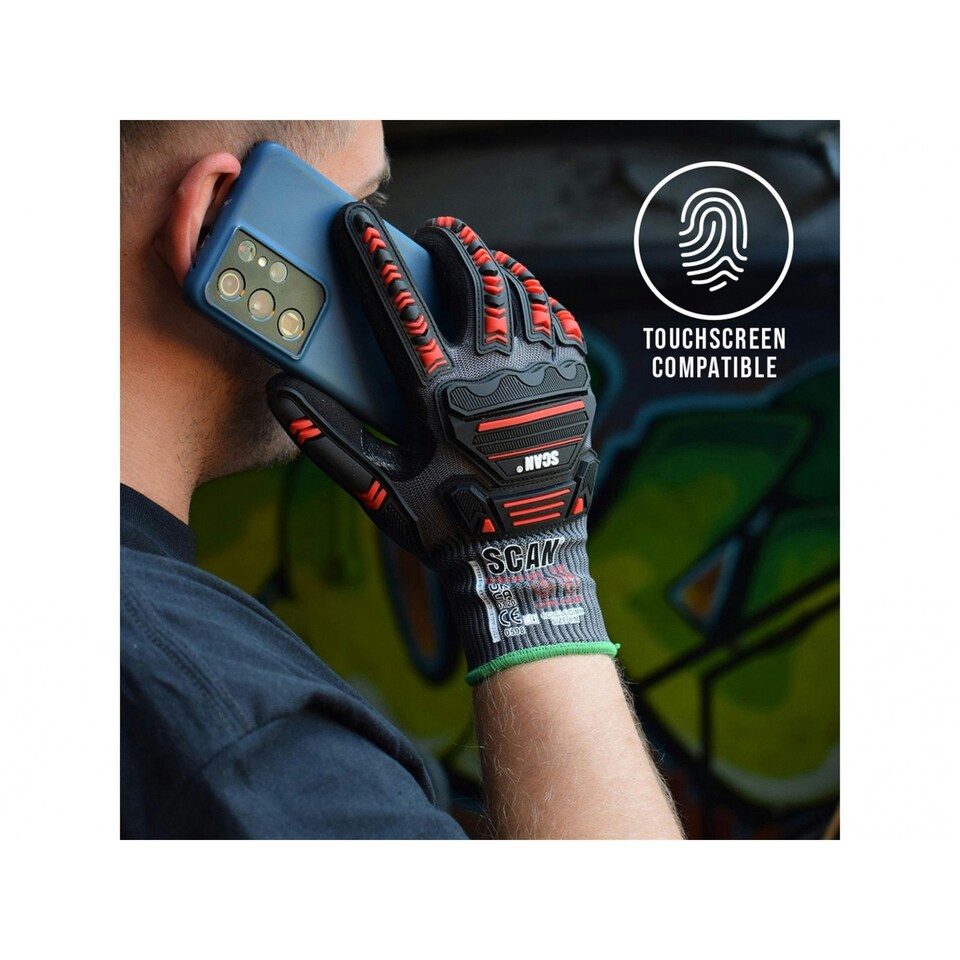 image 1 of Scan Nitrile Palm Impact Cut D Gloves - Multi Colour - XL (Size 10) Multi | XL (Size 10)