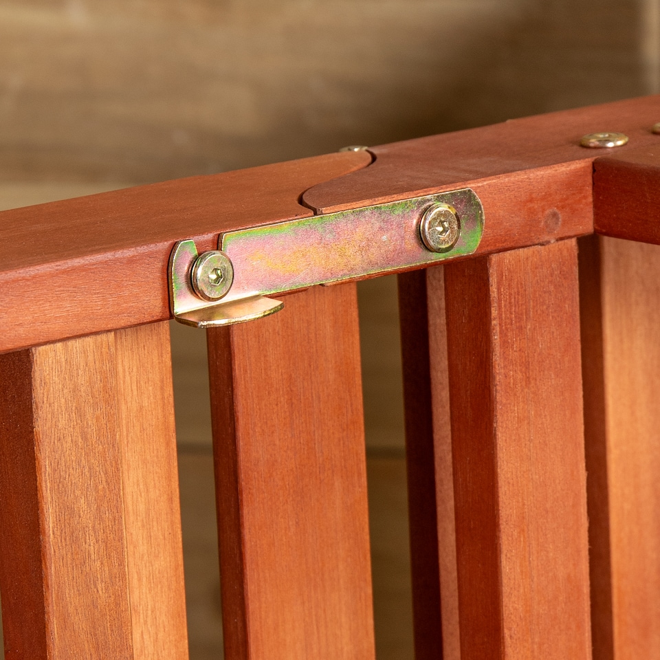 image 1 of 1.9m x 0.6m Outdoor Wooden Adjustable Foldable Sunlounger with Wheels | Brown | Brown