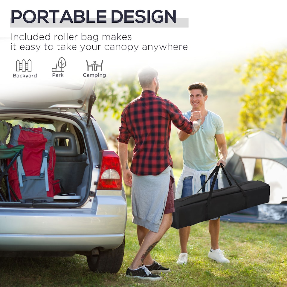 image 1 of Outsunny 3x3m Pop Up Gazebo, Foldable Party Tent with Wave Edge and Carry Bag, Height Adjustable Festival Camping Canopy for Garden Outdoor, Blue