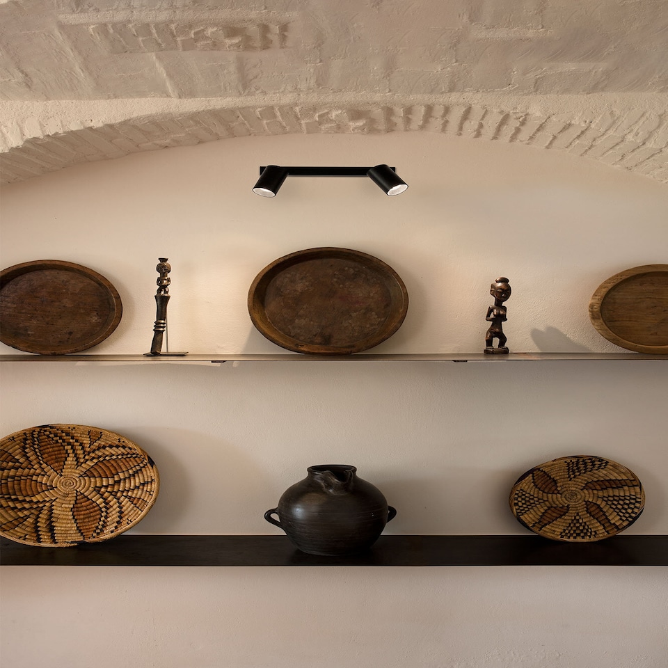 image 1 of Stan Wall Ceiling Lamp Black 2x GU10