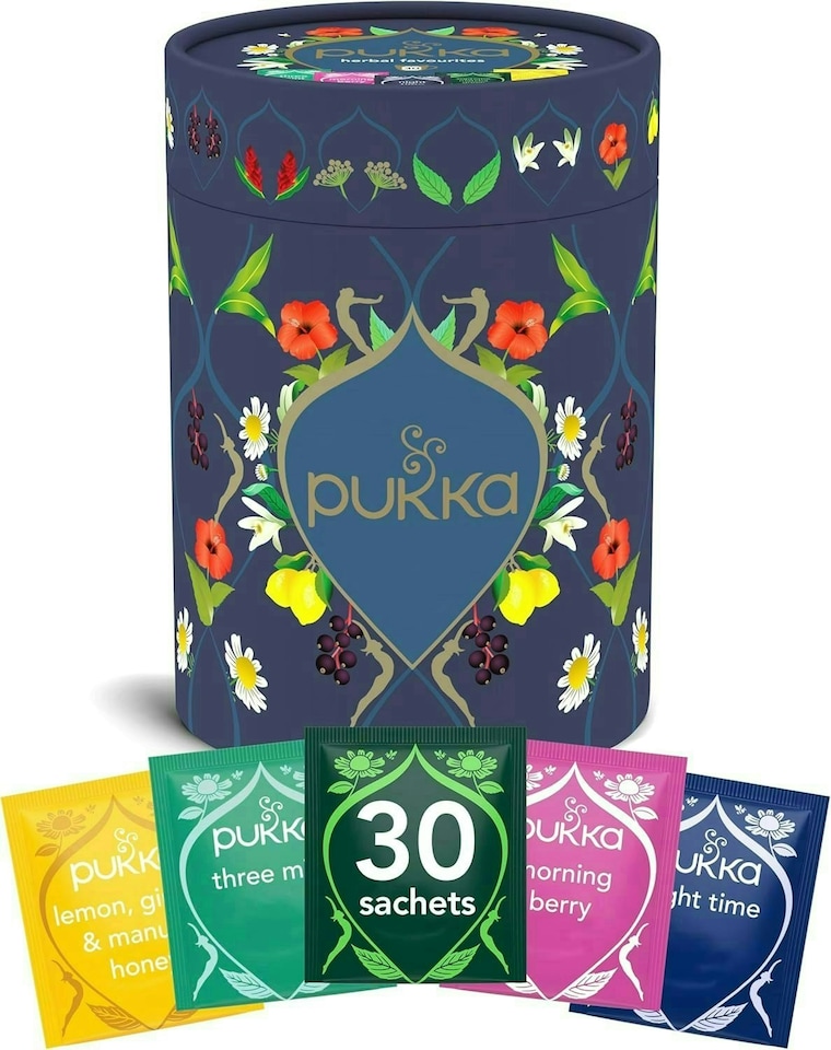 image 1 of Pukka Herbs Favourites Herbal Tea Gift Set, Ideal Gifts, 30 Teabags, 5 Flavours | Blue