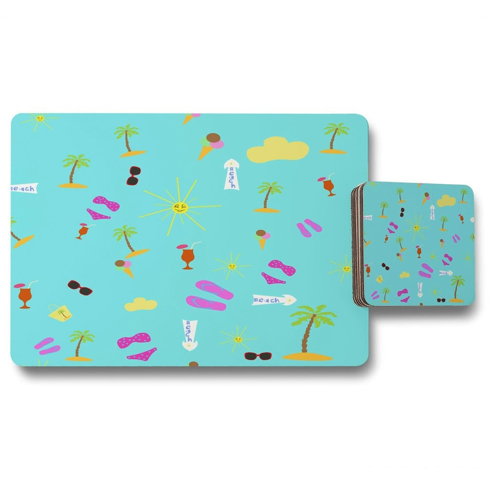 Beach Cartoons (Placemat & Coaster Set)