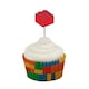 image 4 of Building Blocks Cupcake Food Pick Toppers - Pack of 10