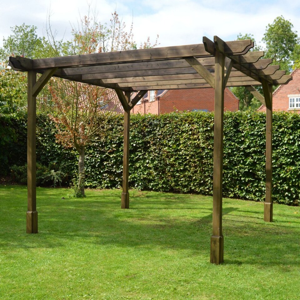 image 1 of Double Premium Pergola - Wood - L360 x W480 x H270 cm - Rustic Brown