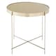 image 2 of Large Grey Mirror Round Side Table,Round Table With Brushed Nickel Trim, Side Table With Metal Lattice Base