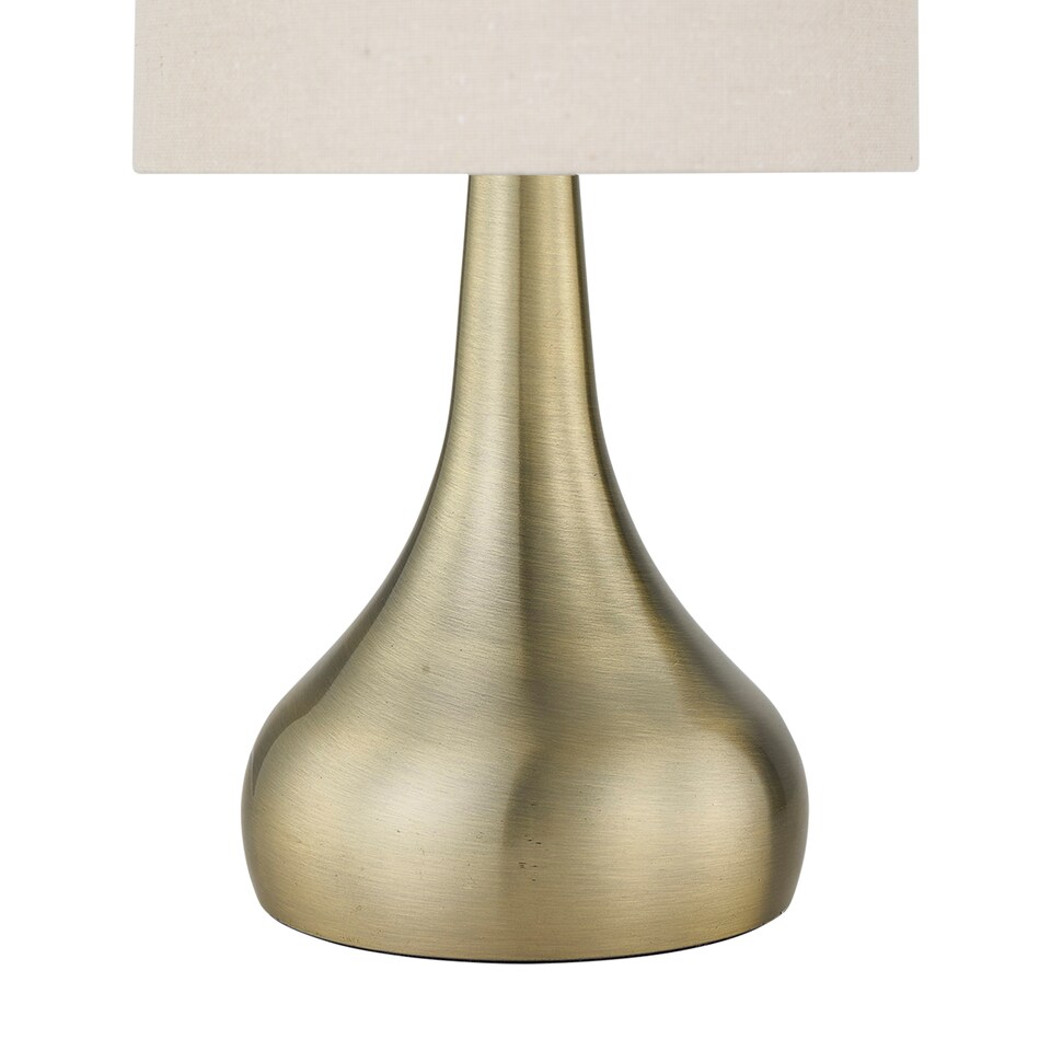 image 1 of Set of 2 Romana - Antique Brass Touch Table Lamp with Linen Shades