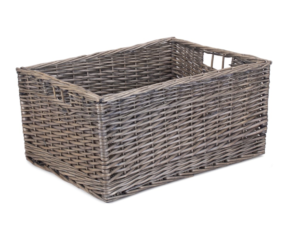 image 1 of Jumbo Antique Wash Unlined Storage Basket | Brown | Brown | XL