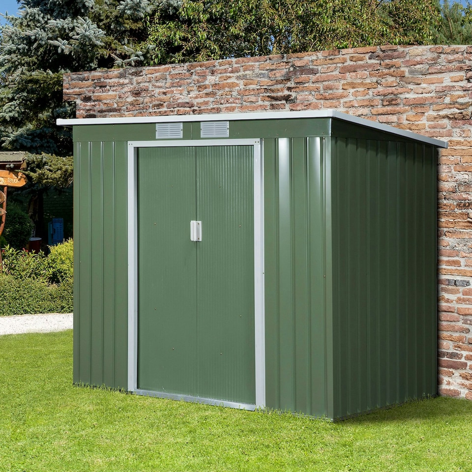 image 1 of Outsunny 7 x 4ft Metal Garden Storage Shed w/ Double Door Green