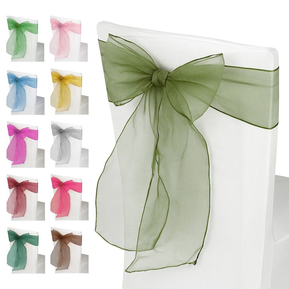 image 1 of 17 x 280cm Organza Chair Sashes, Sheer Sash Ties - 1pc