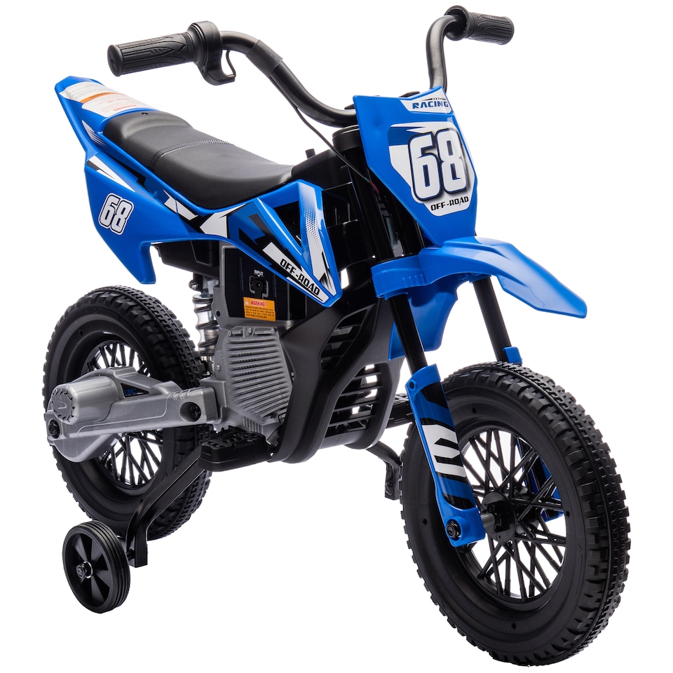 image 1 of AIYAPLAY 12V Kids Electric Motorbike, Kids Electric Ride on Motorcycle, Battery Powered Toy with Twist Grip Throttle, Training Wheels, Suspension System, Music, Blue