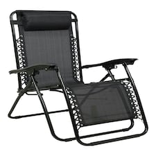 Mountain Warehouse Reclining Chair with Padded Head Cushion Outdoor Furniture Black