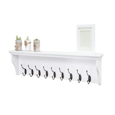 Elegant Brands Richmond Wall-Mounted Coat Rack with 9 Hooks and Shelf White | L