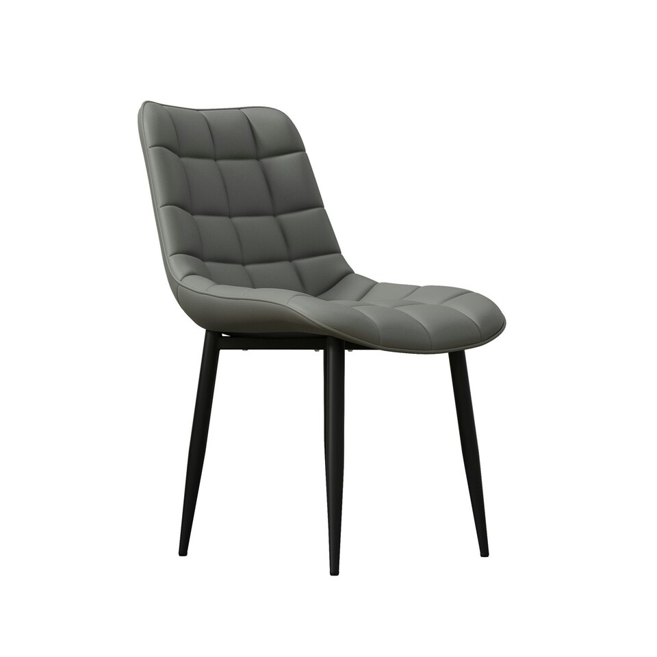 image 1 of Set of 8 Nova Modern Faux Leather Dining Chair Padded Seat Metal Legs Kitchen (Grey) | Grey | Grey | One Size