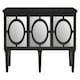 image 1 of Interiors by Premier Black Finish Sideboard, Black Wooden Cabinet Featuring Circular Lattice‑Overlay Convex Mirrors Black