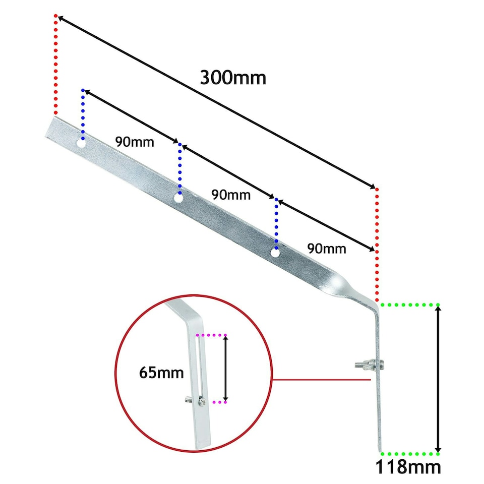 image 1 of SPARES2GO Gutter Side Rafter Bracket Universal Galvanised Steel Fascia Support Fixing (300mm)
