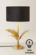 image 4 of ValueLights Christina Black Velvet and Gold Inner Shade Gold Palm Leaf Table Lamp & Bulb | Gold