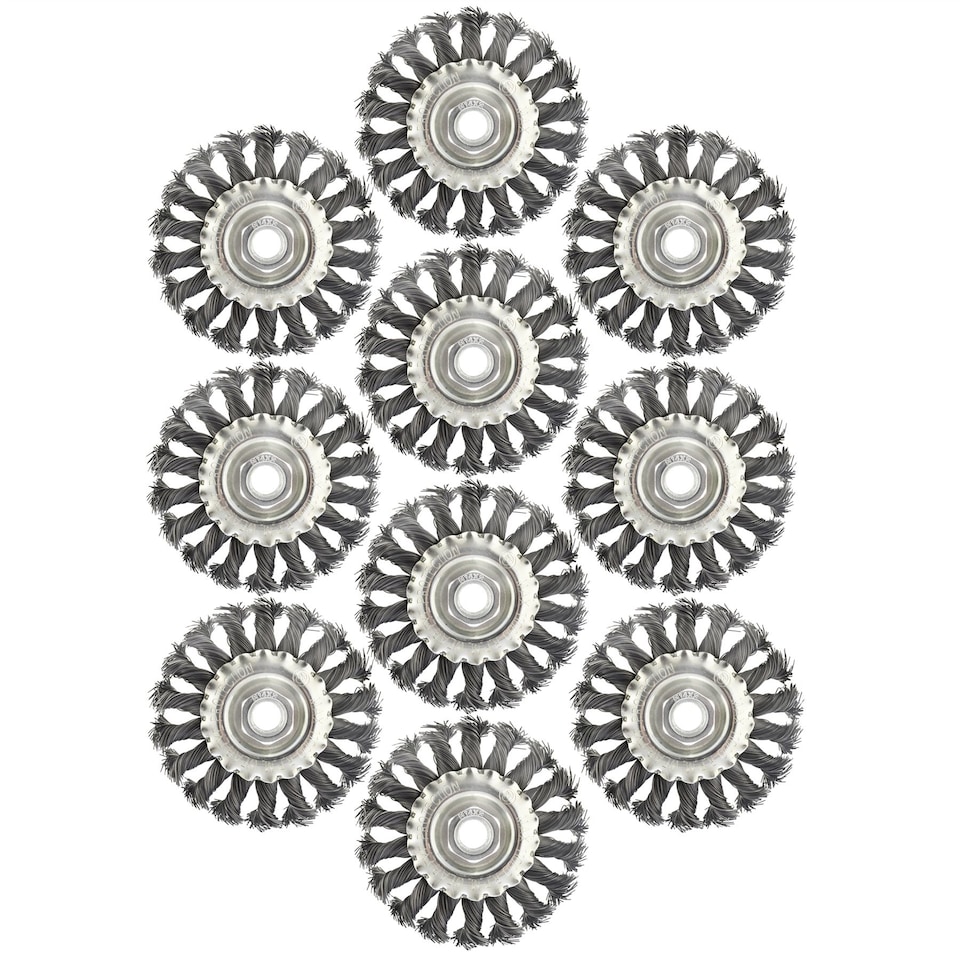 image 1 of 10 Flat Twist Knot Wire Wheel Brush 100mm M14 x 2 Deburring Angle Grinder AT931