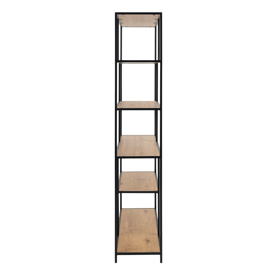 image 1 of Seaford Bookcase with 1 Drawer and 5 Shelves in Black and Oak