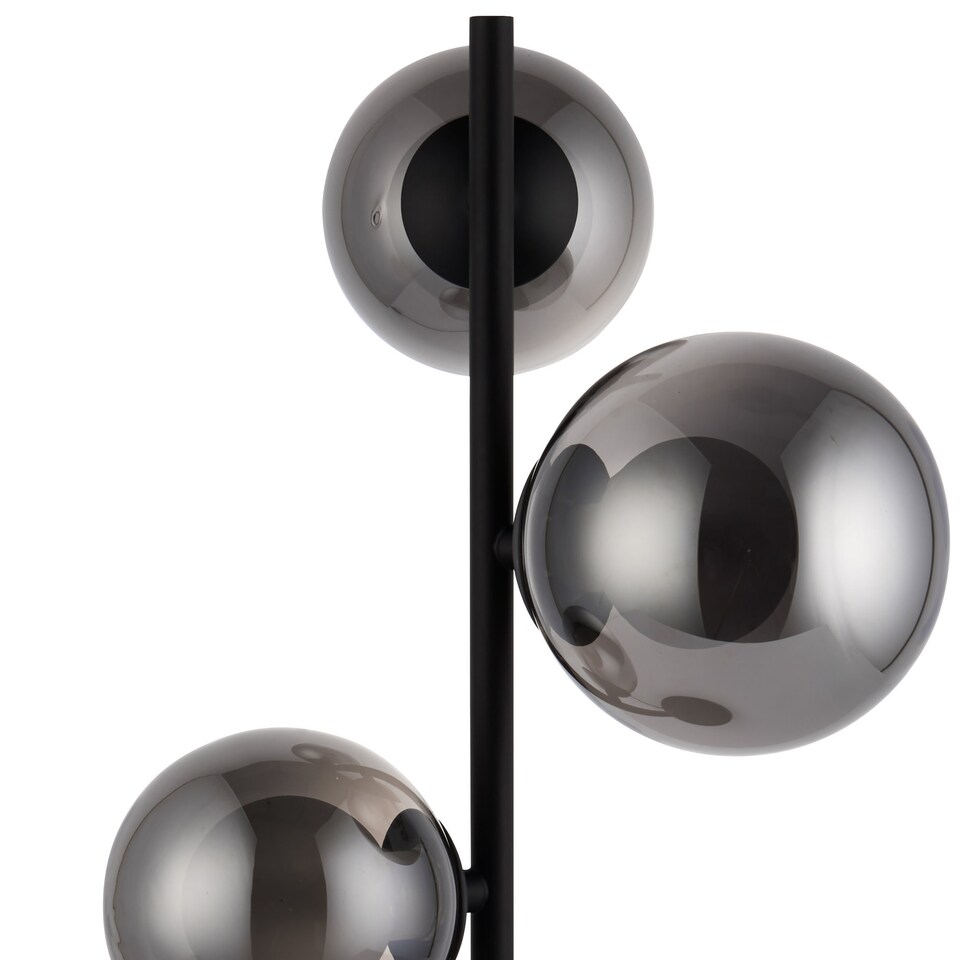 image 1 of Cole - Black with Smoke Glass Globes 3 Light Table Lamp