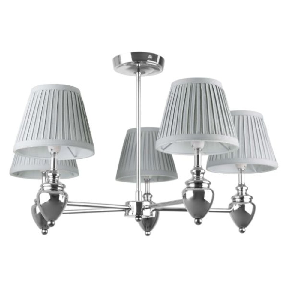 image 1 of Giona Polished Chrome & Grey Semi Flush 5 Light Black