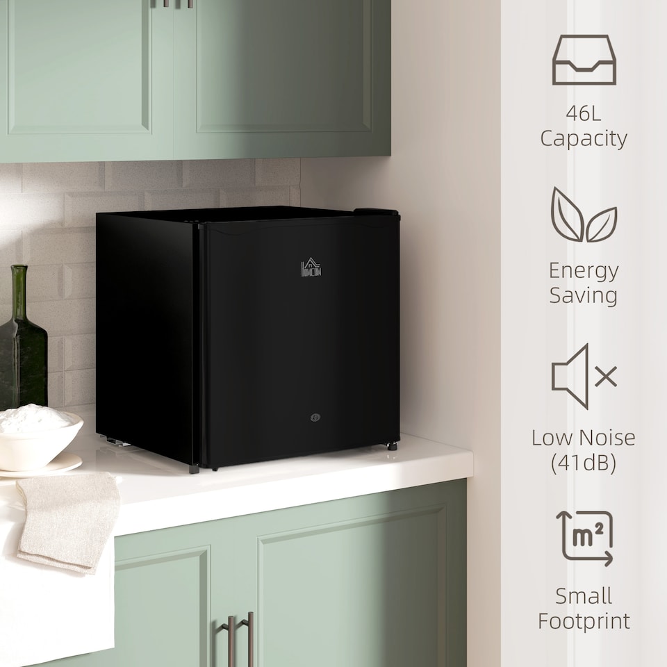 image 1 of HOMCOM 46L Counter Top Fridge Mini Fridge with Lock Chiller Box Black