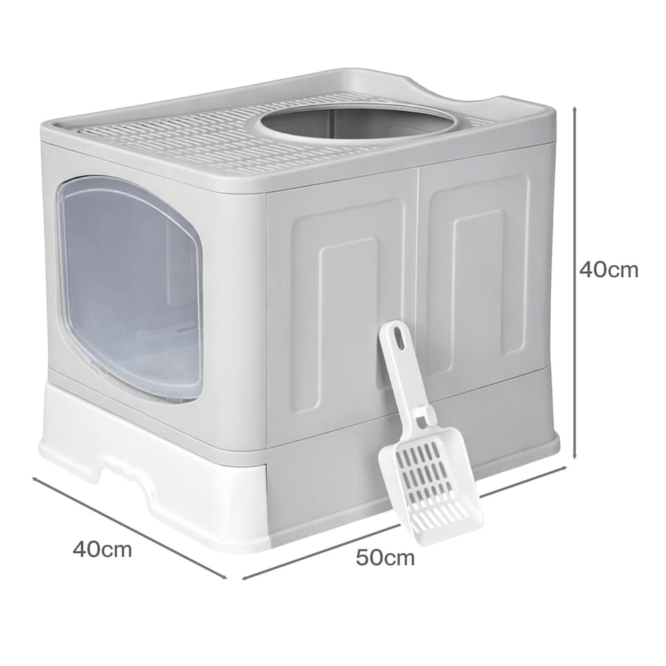 image 1 of Skylos Cat Litter Box Foldable Entry Top Exit Anti Tracking Cat Litter Tray