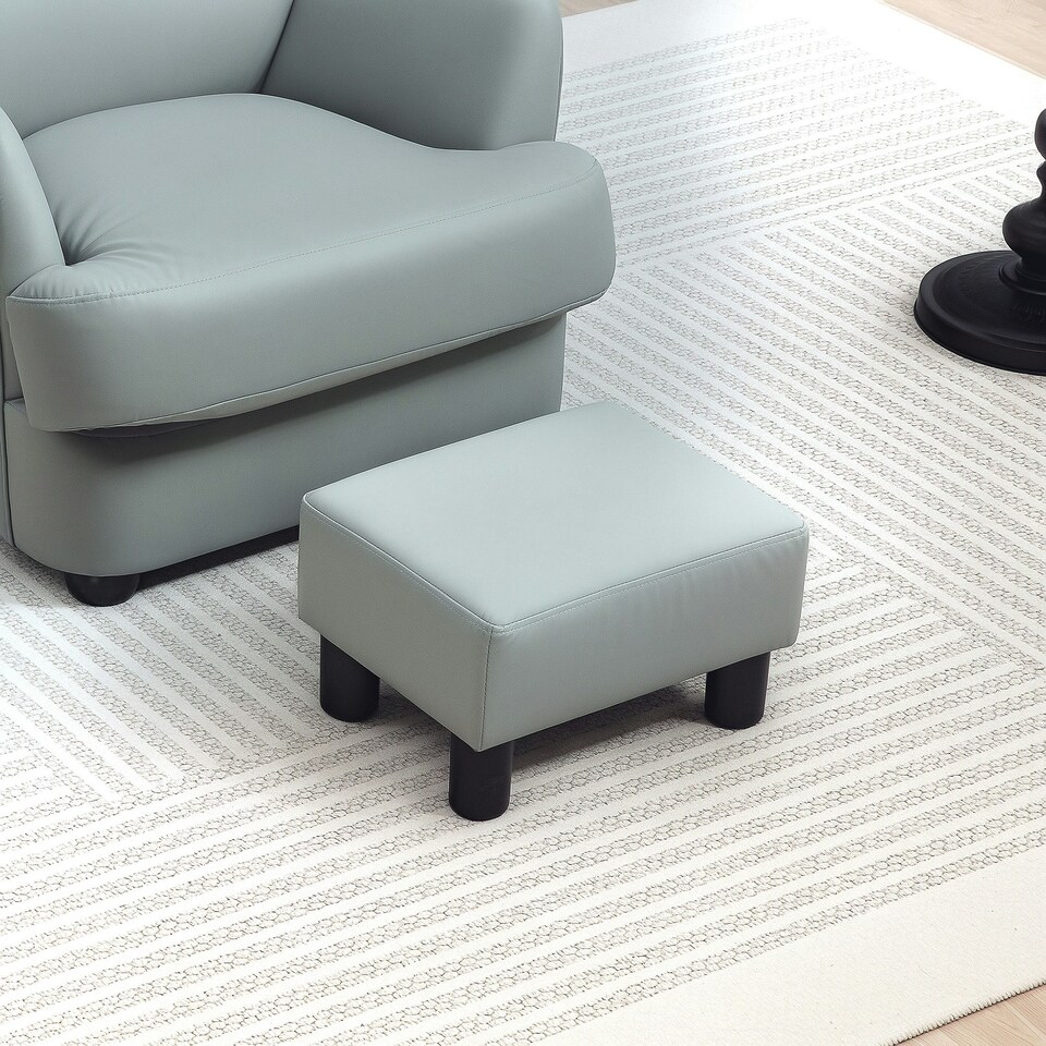 image 1 of HOMCOM Chic Faux Leather Footstool Small Footrest with 4 Plastic Legs, Grey Grey