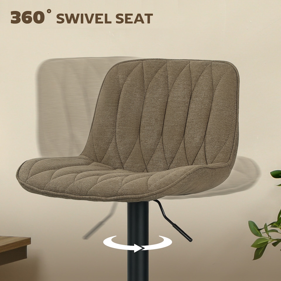 image 1 of HOMCOM Bar Stools Set of 2, Modern Armless Bar Chairs, Brown | Brown | Brown