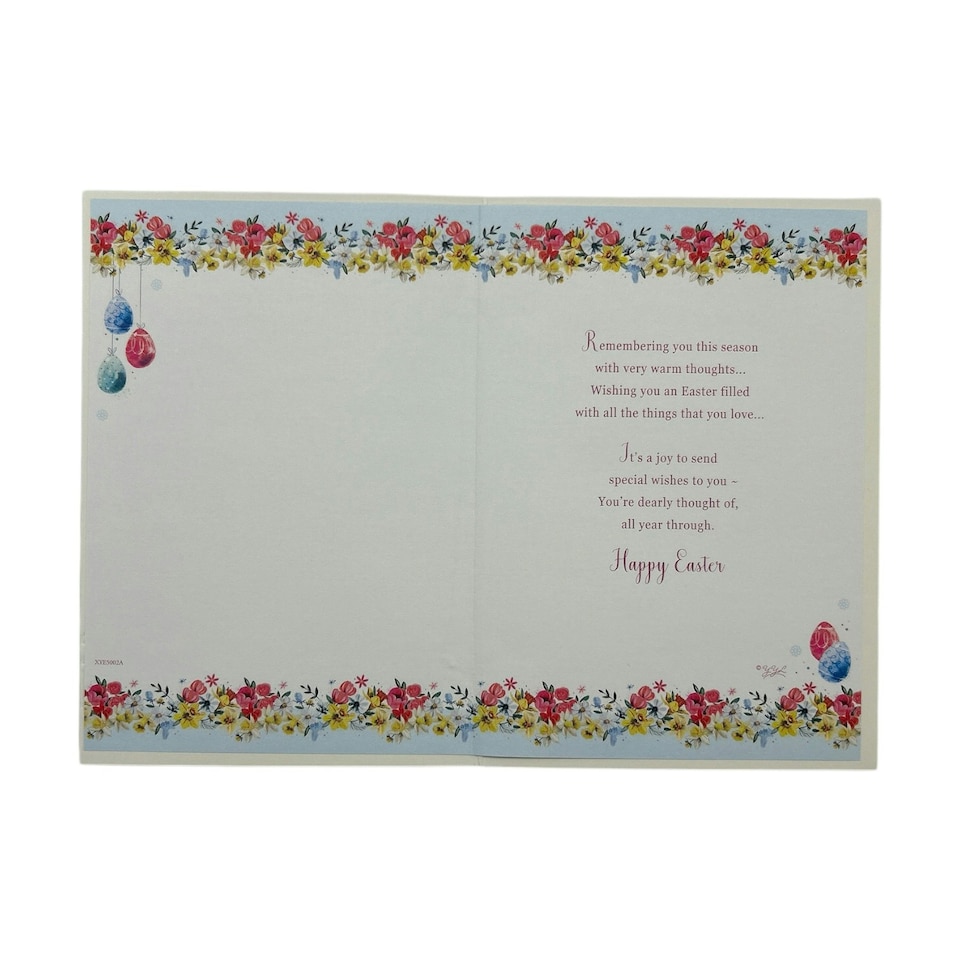 image 1 of Spring Flower Wreath Design Warm Wishes Easter Card