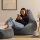 image 2 of Dalton Cord Adults Bean Bag Recliner and Pouffe, Ready Filled Beanbag and Footstool Grey | Grey | Charcoal Grey | 1