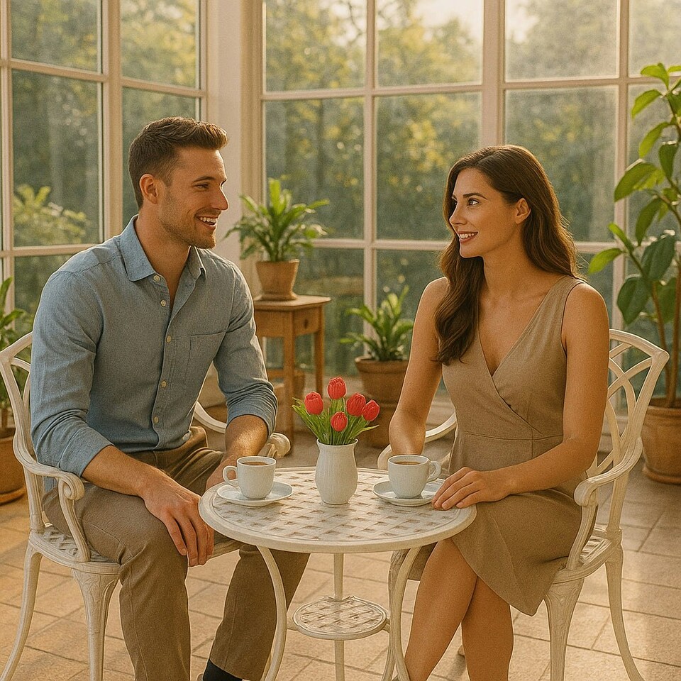 image 1 of Centurion Supports OSHOWA Luxurious Garden and Patio Table and 2 Large Chairs with Armrests Cast Aluminium Bistro Set - White