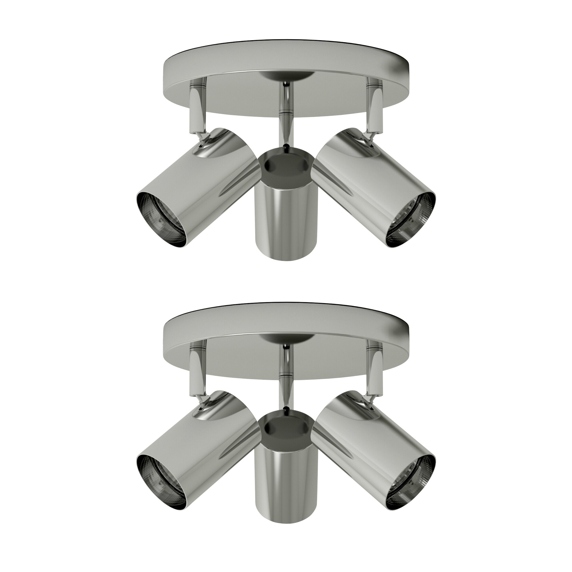 First Choice Lighting Set of 2 Eden - Chrome Bathroom 3 Light Round Adjustable Spotlights in Silver